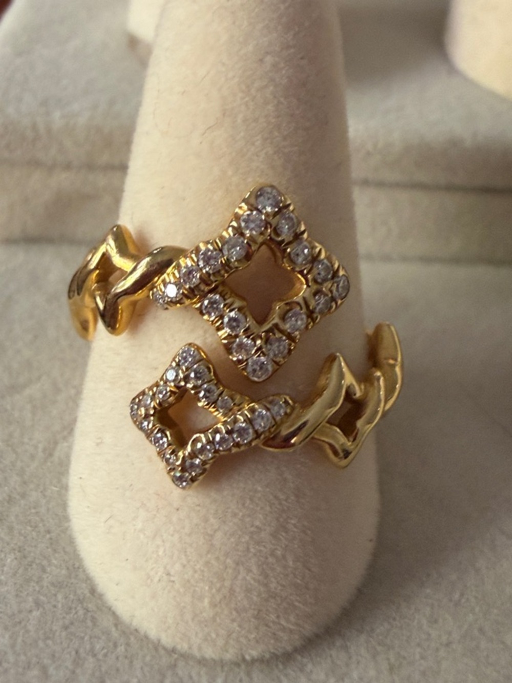 David Yurman Yellow Gold Natural Diamond Open Square Ring